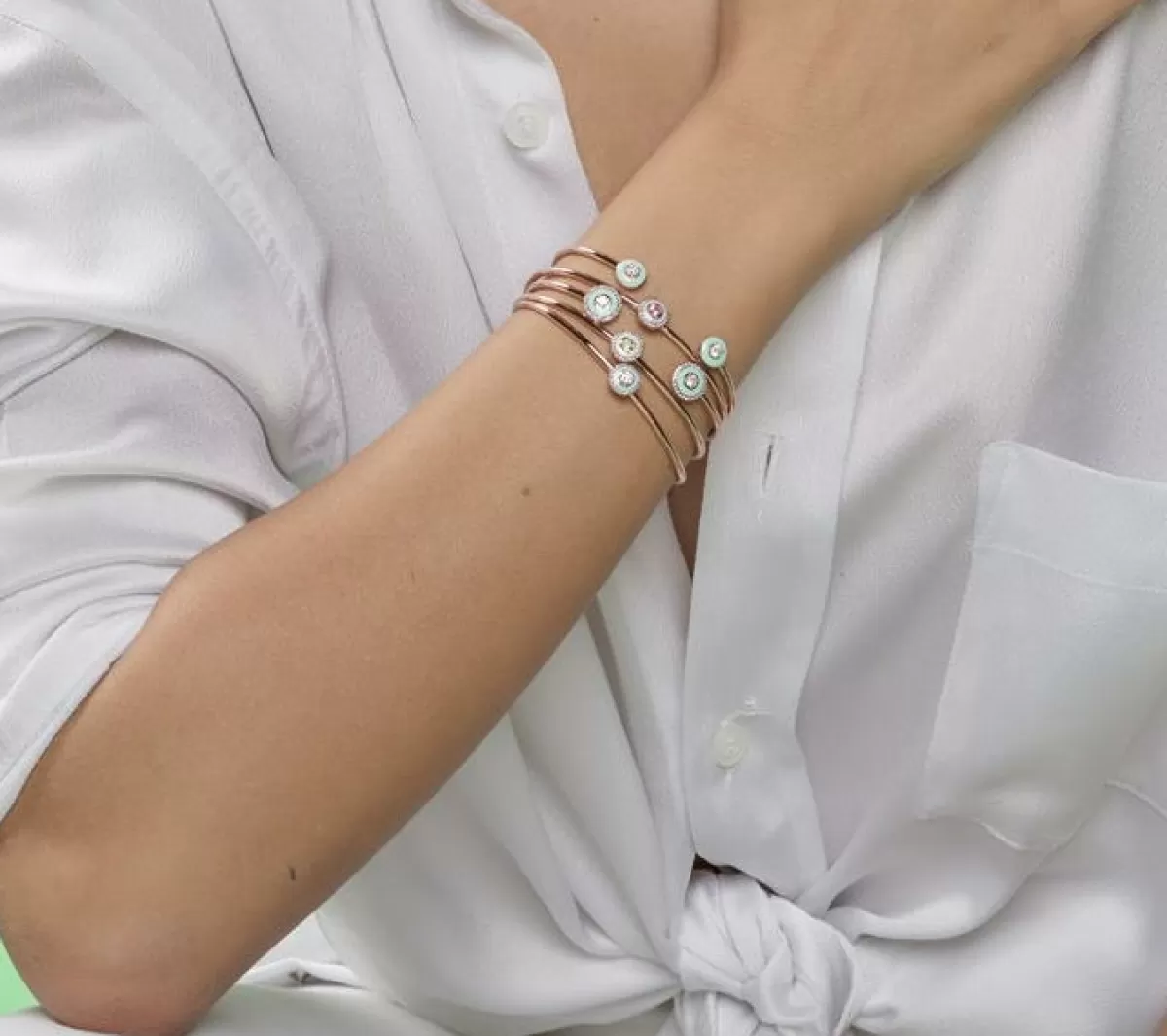 Selim Mouzannar Bracelets-Mina Ivory Braceletgreen Tourmaline - Diamonds