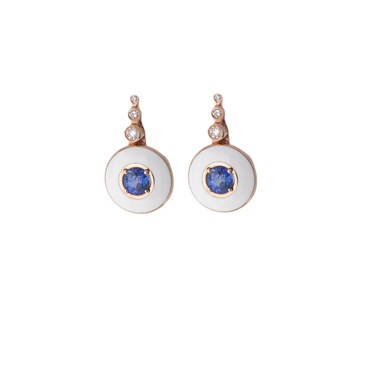 Selim Mouzannar Earrings-Mina Ivory Earringsblue Sapphires - Diamonds
