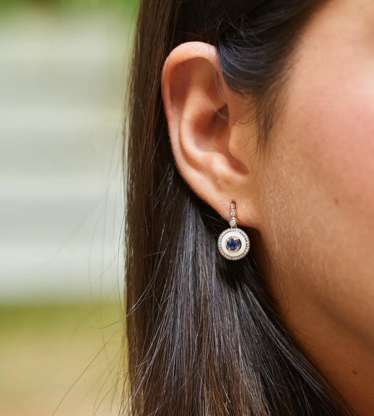 Selim Mouzannar Earrings-Mina Ivory Earringsblue Sapphires - Diamonds