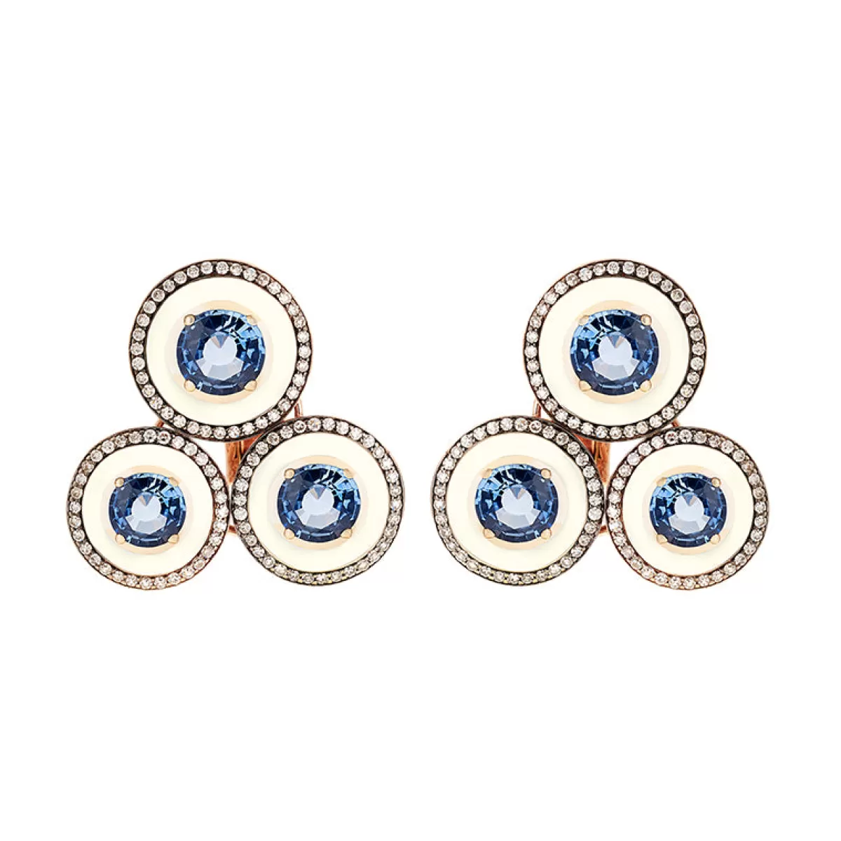 Selim Mouzannar Earrings-Mina Ivory Earringsblue Sapphires - Diamonds