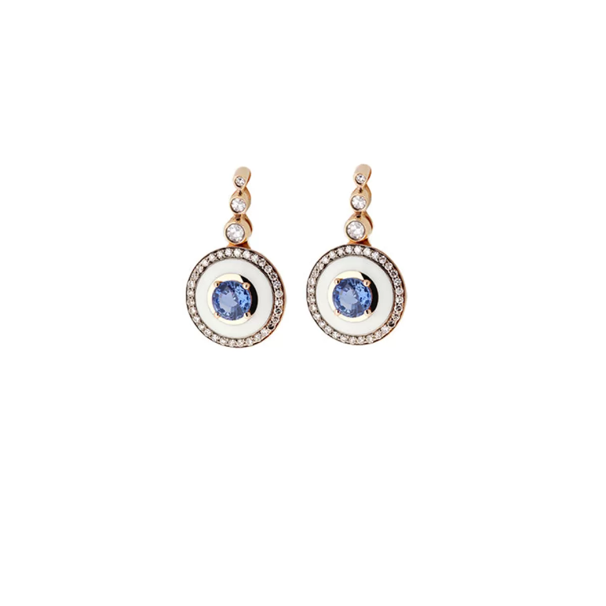 Selim Mouzannar Earrings-Mina Ivory Earringsblue Sapphires - Diamonds