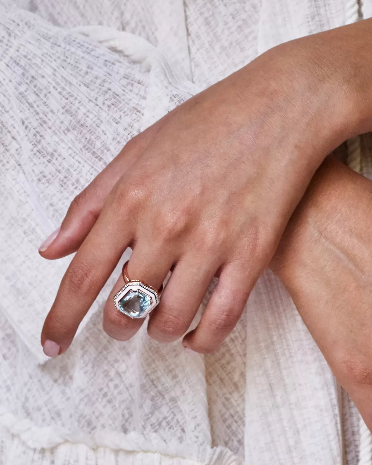 Selim Mouzannar Rings-Mina Ivory Ringaquamarine - Diamonds