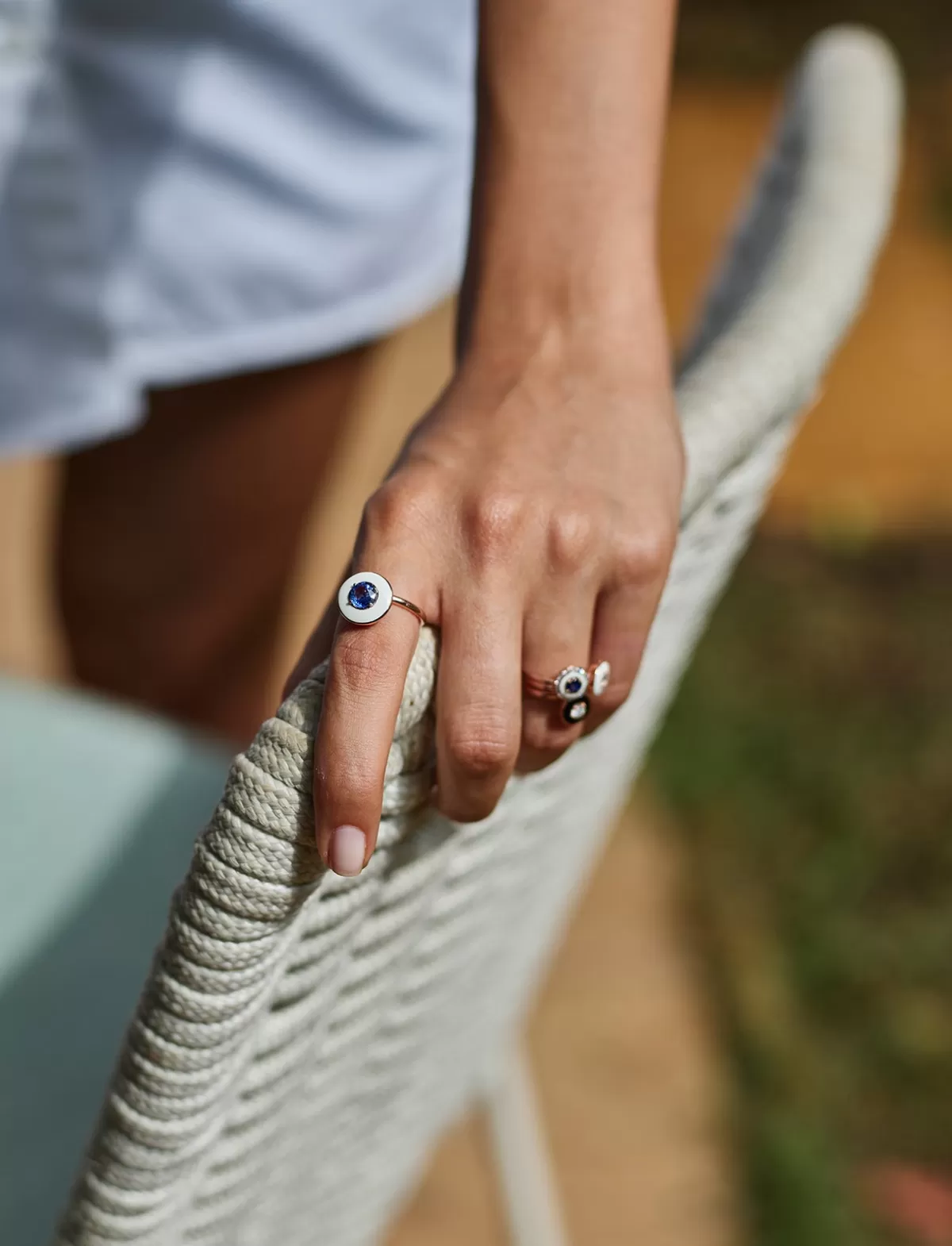 Selim Mouzannar Rings-Mina Ivory Ringblue Sapphire