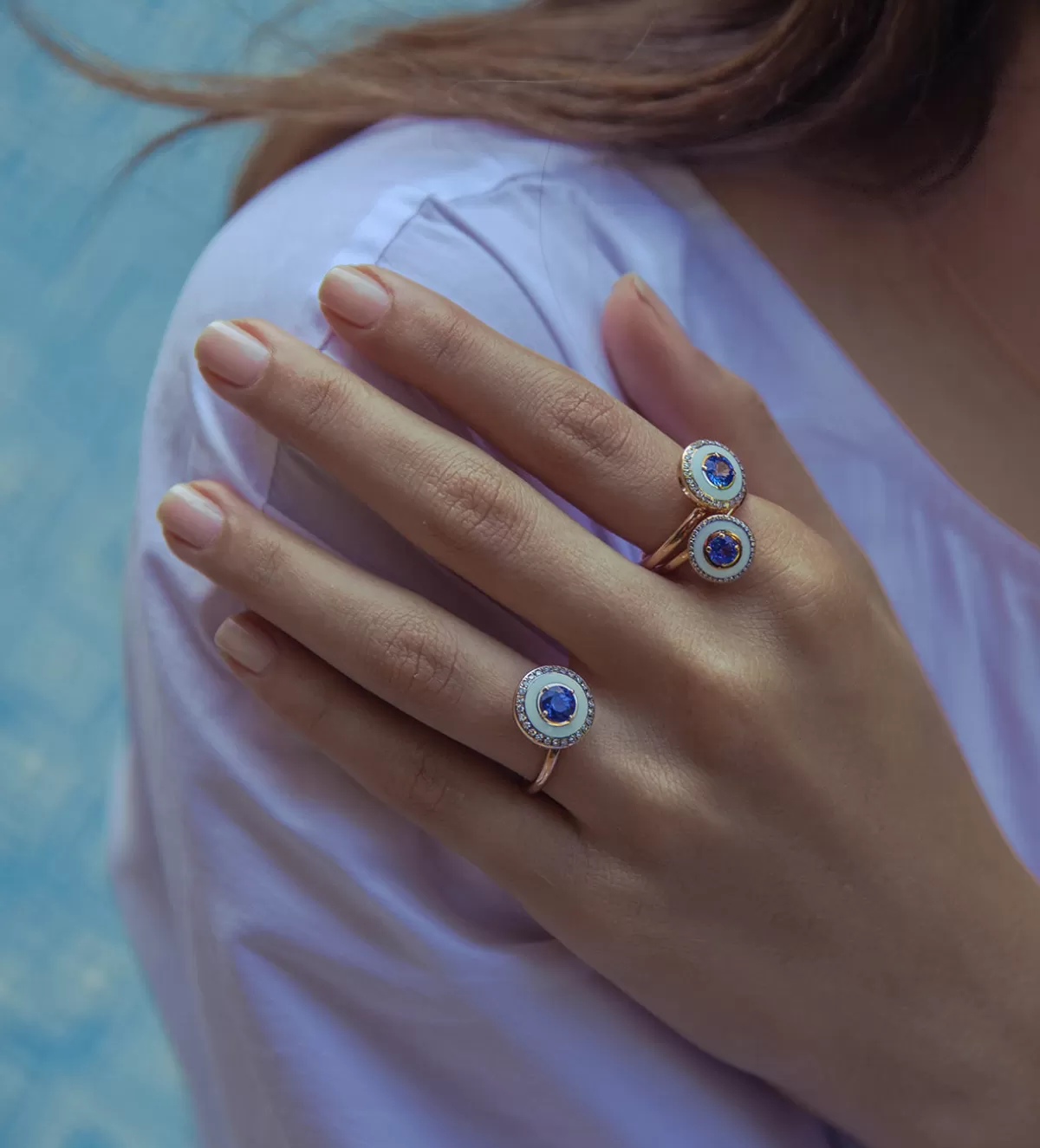 Selim Mouzannar Rings-Mina Ivory Ringblue Sapphire - Diamonds