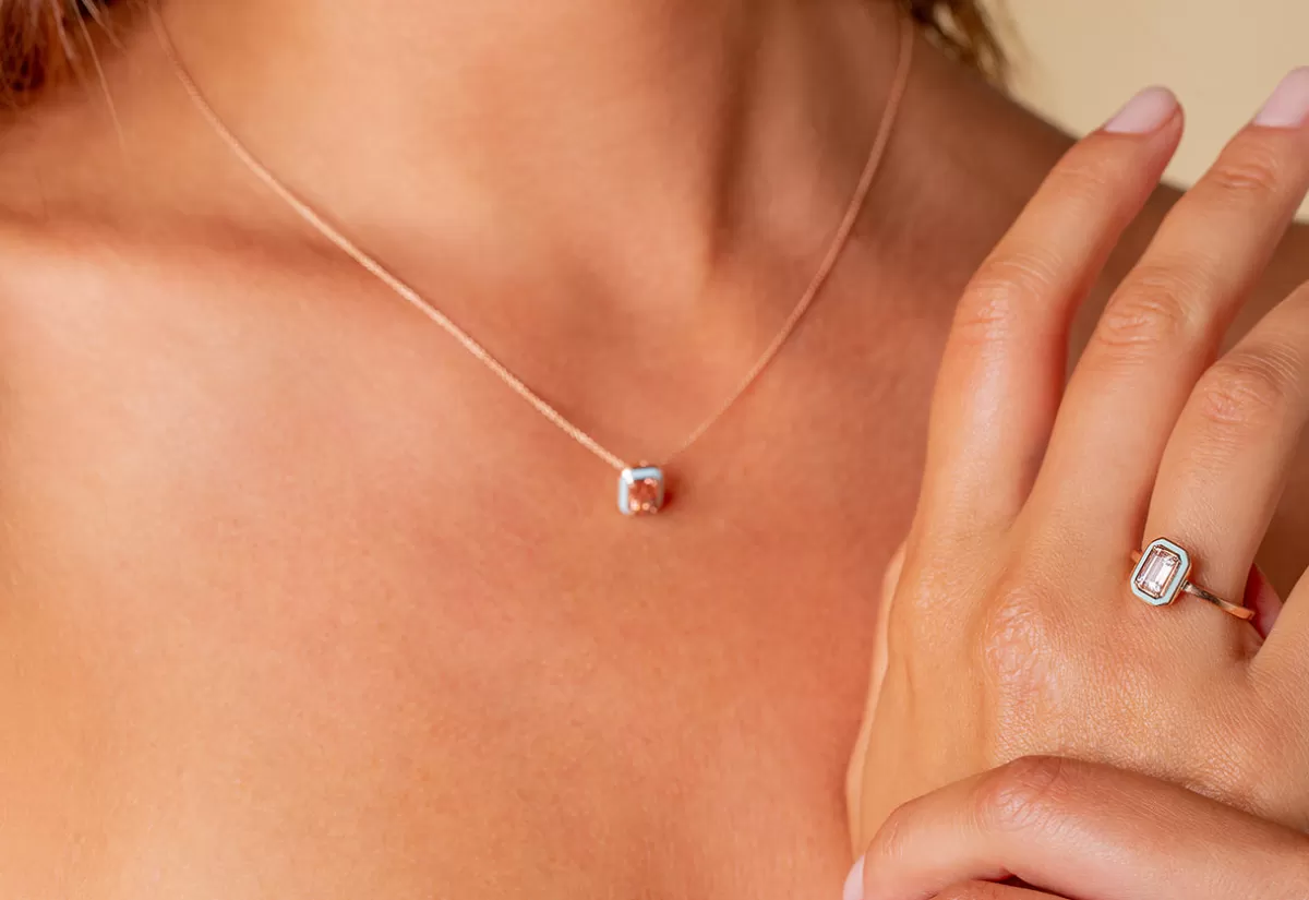 Selim Mouzannar Pendants-Mina Light Blue Pendantpink Tourmaline