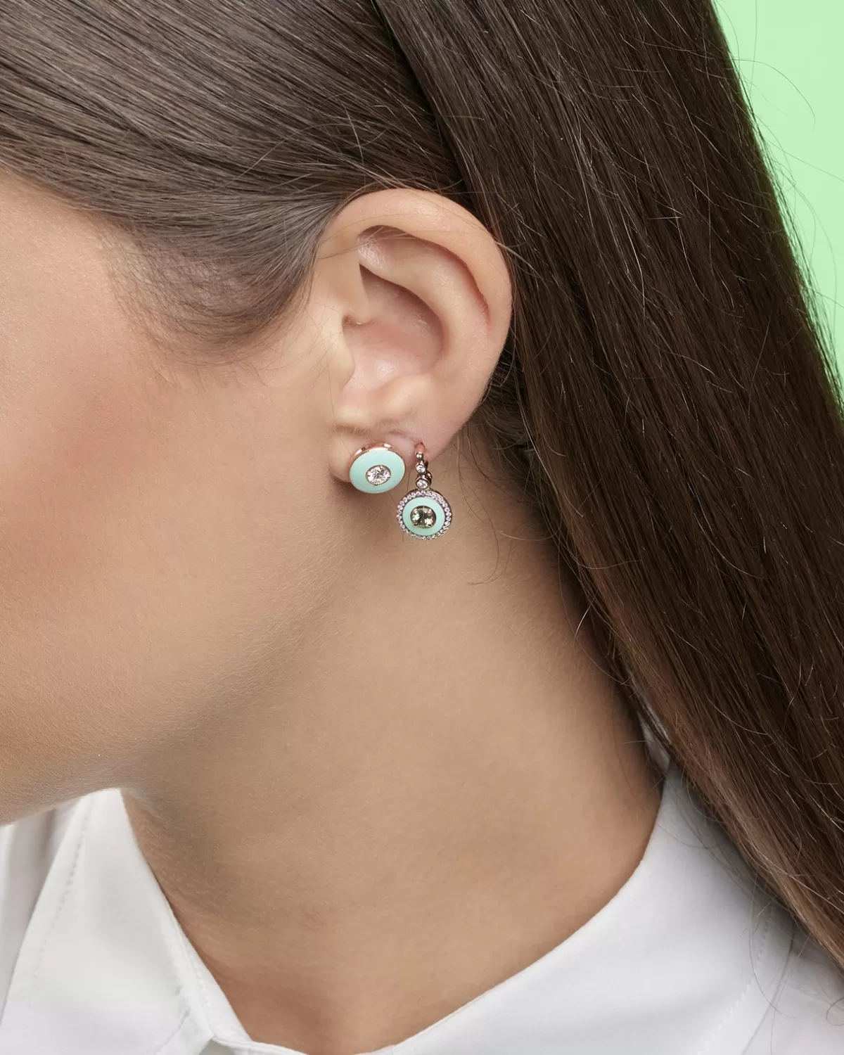 Selim Mouzannar Earrings-Mina Mint Green Earringspink Tourmalines - Diamonds