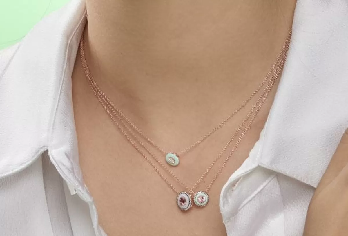 Selim Mouzannar Pendants-Mina Mint Green Pendantpink Tourmaline - Diamonds