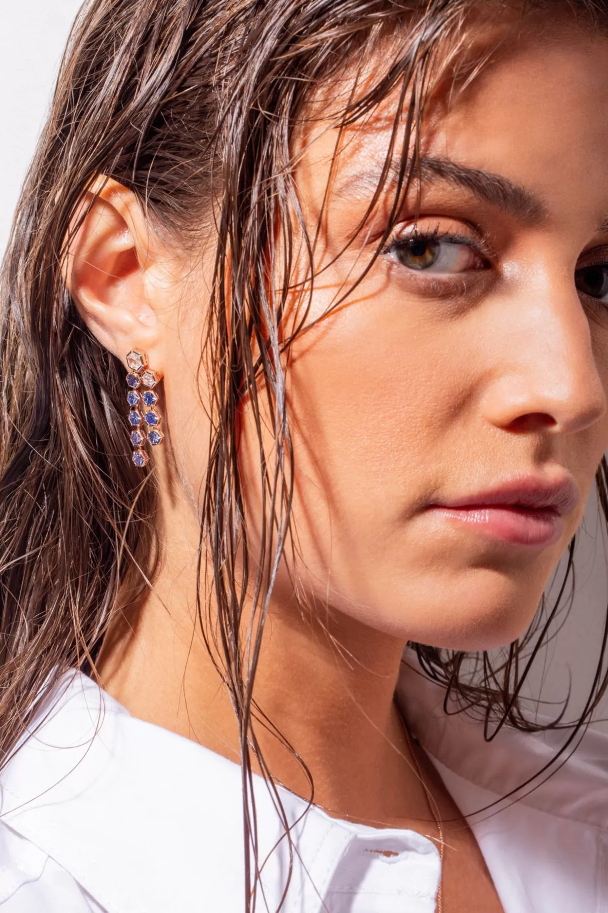 Selim Mouzannar Earrings-Rose De France Earringblue Sapphires - Diamonds