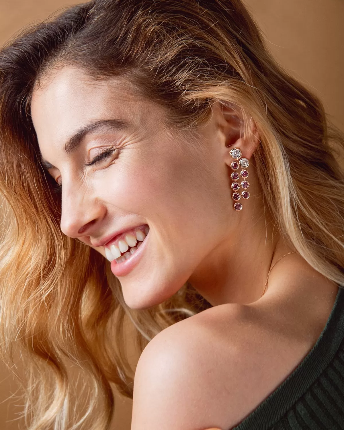 Selim Mouzannar Earrings-Rose De France Earringrhodolites - Diamonds