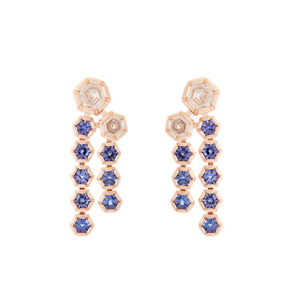 Selim Mouzannar Earrings-Rose De France Earringsdiamonds - Tanzanites