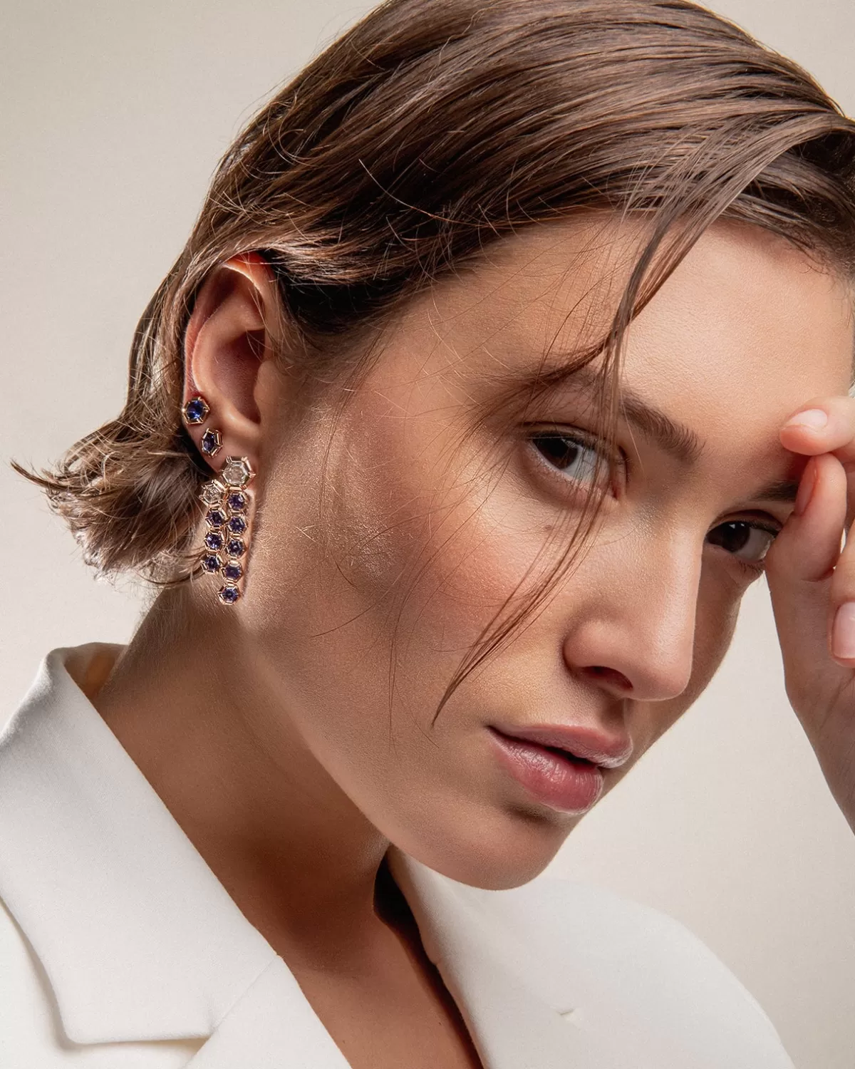 Selim Mouzannar Earrings-Rose De France Earringsdiamonds - Tanzanites