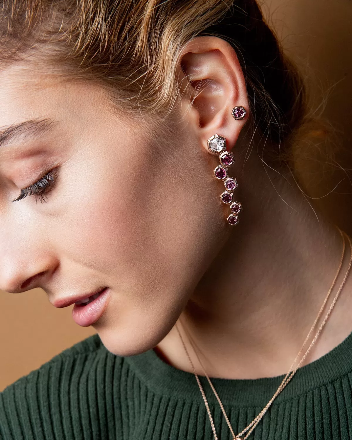 Selim Mouzannar Earrings-Rose De France Earringsrhodolites - Diamonds