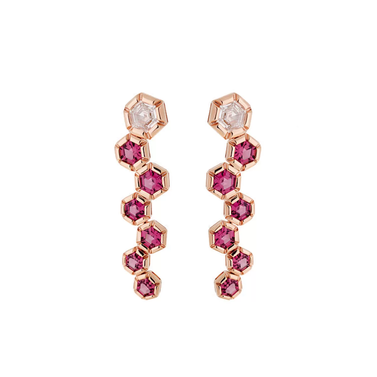Selim Mouzannar Earrings-Rose De France Earringsrhodolites - Diamonds