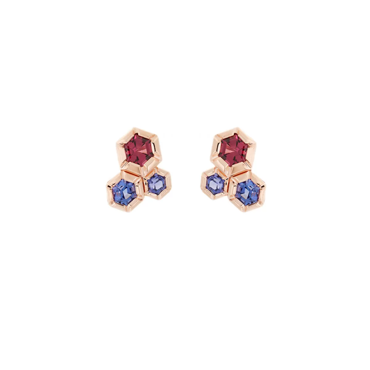 Selim Mouzannar Earrings-Rose De France Earringstanzanites - Rhodolites