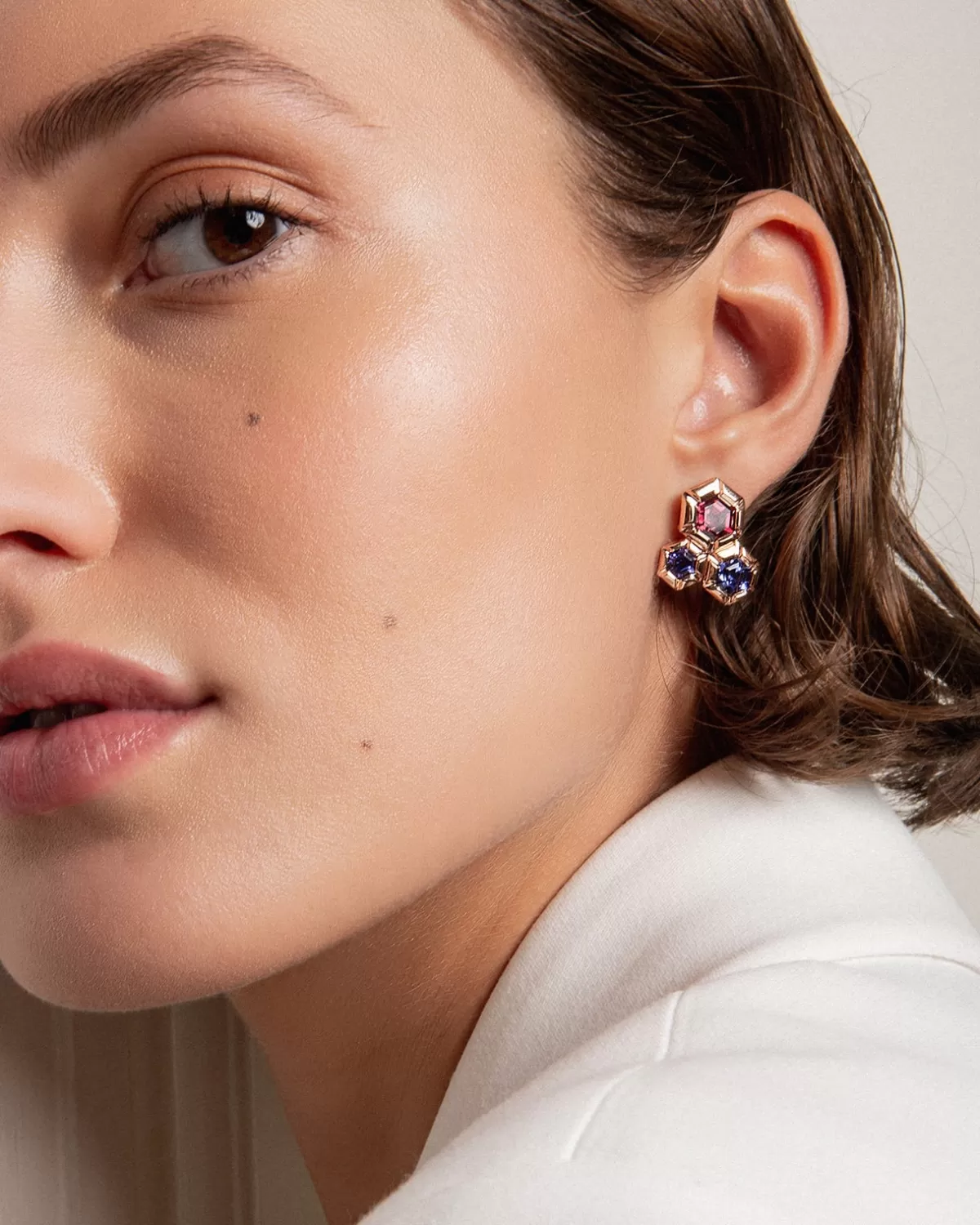 Selim Mouzannar Earrings-Rose De France Earringstanzanites - Rhodolites