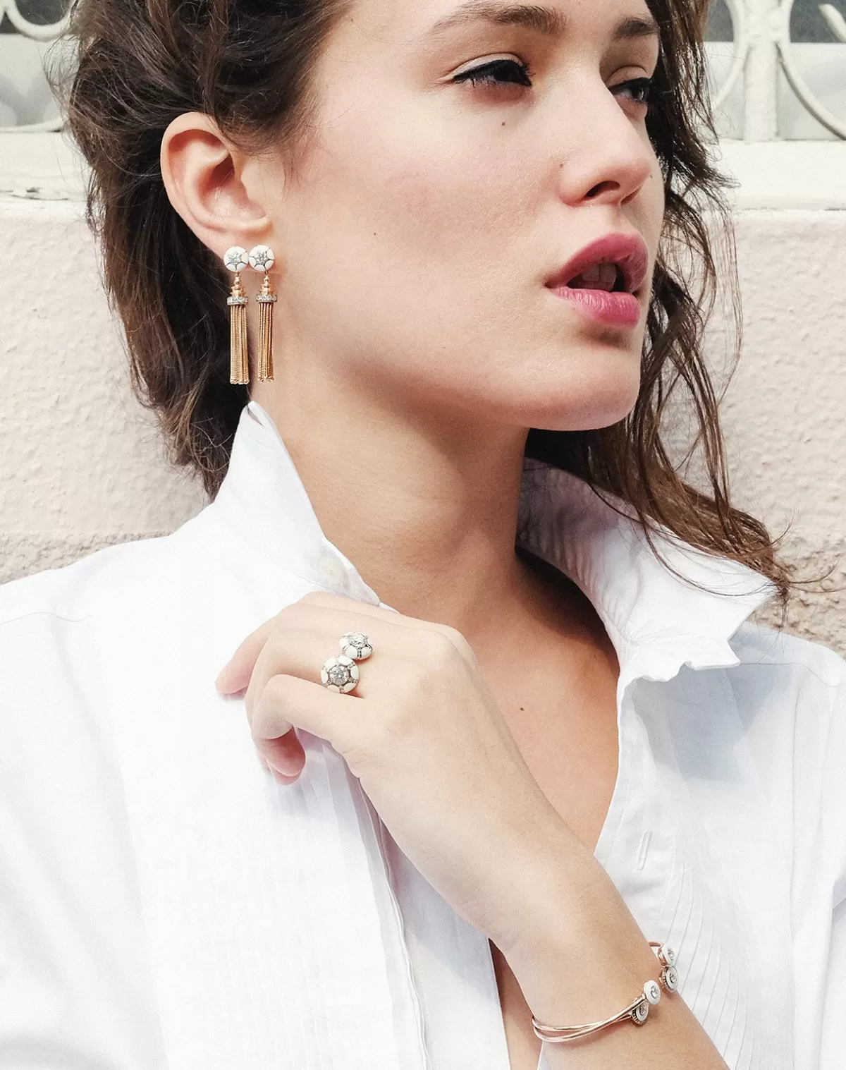 Selim Mouzannar Earrings-Sea Flowers Ivory Earringsdiamonds