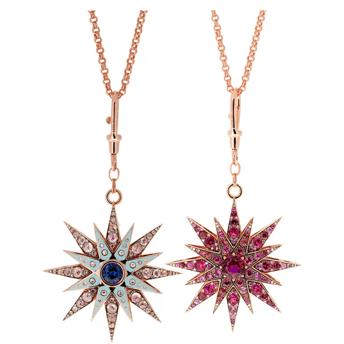 Selim Mouzannar Pendants-Unique Pendantpink Sapphires - Blue Tourmaline - Diamonds